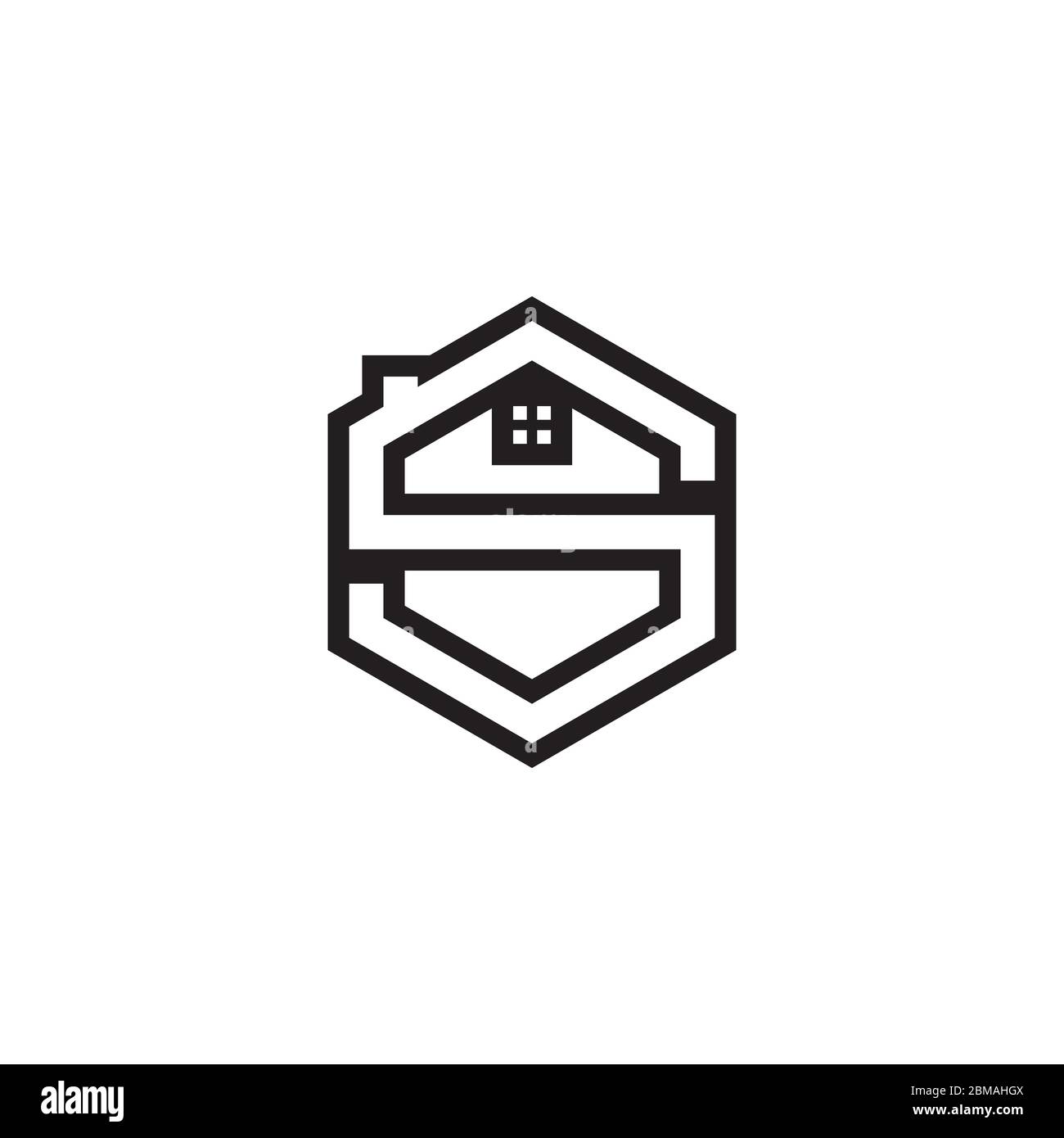 S lines hexagon home design concept Stock Vector