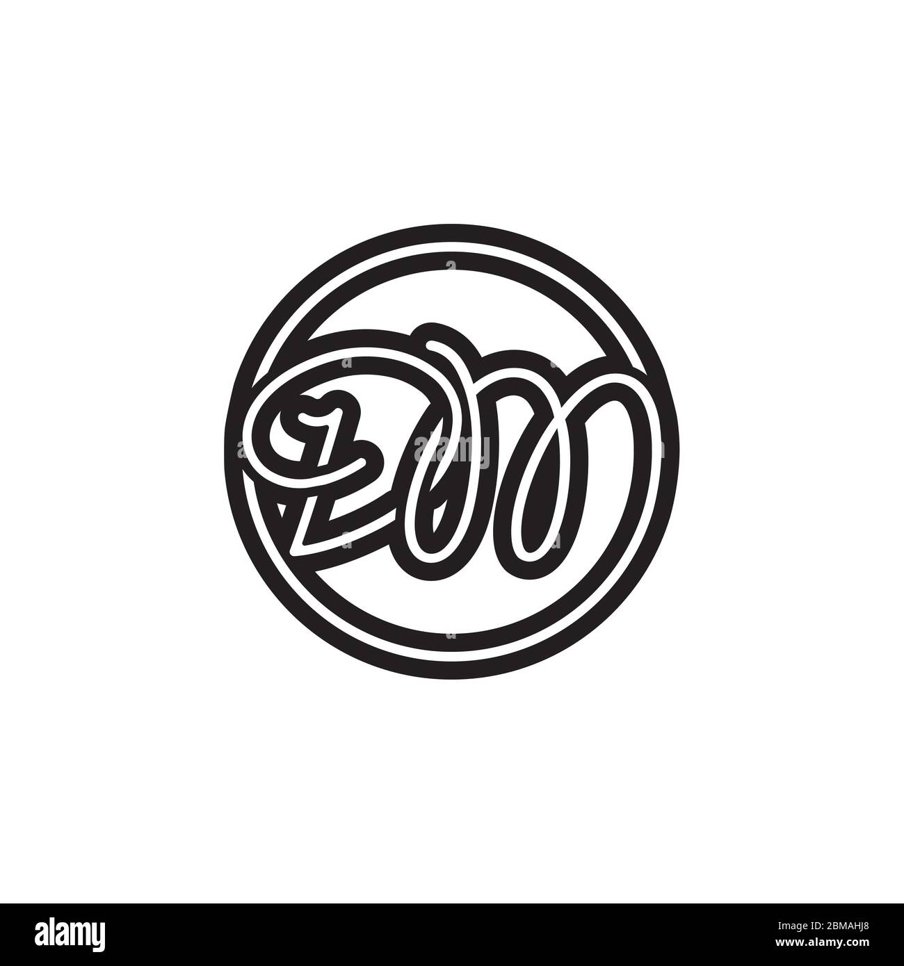 D M circle line script letter logo design vector Stock Vector