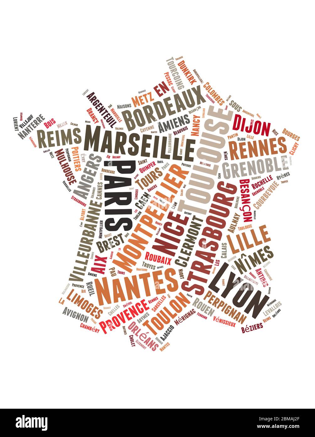 France cities word cloud concept on white background. Stock Photo