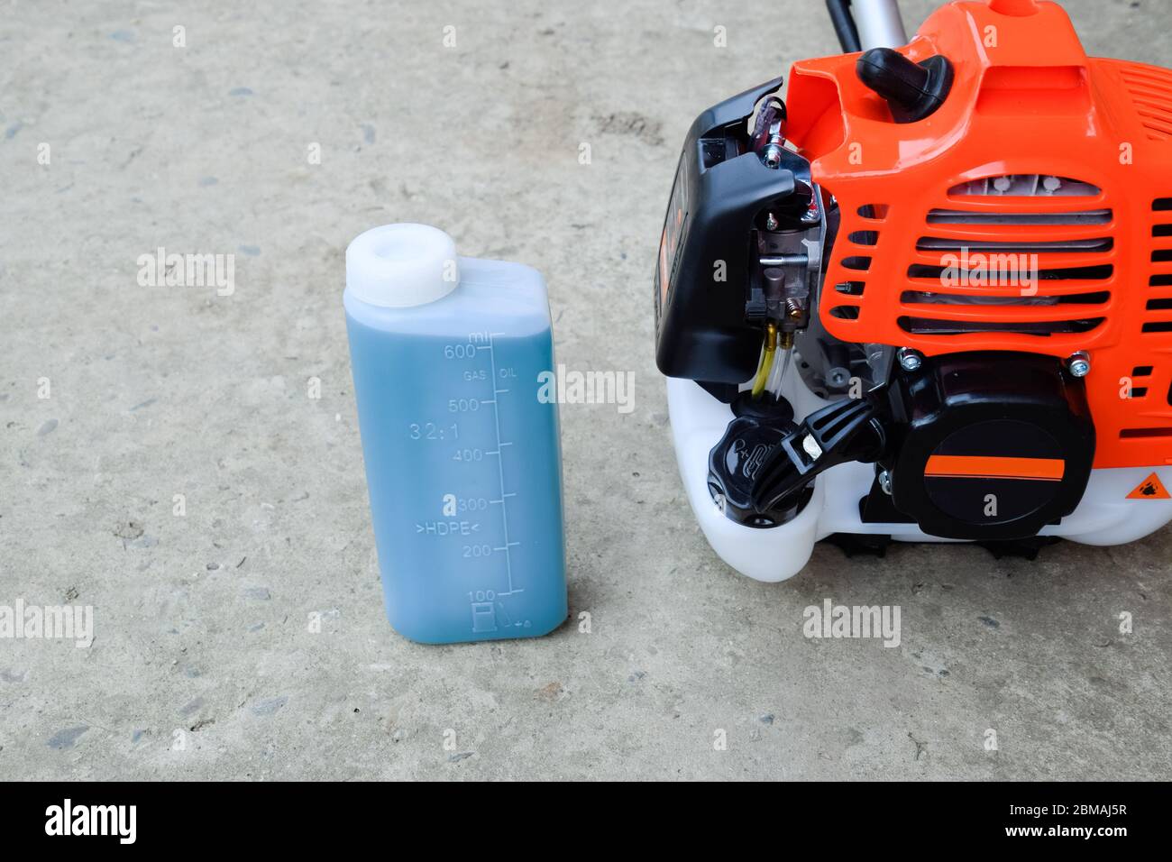 Prepared fuel mixture for a two stroke gasoline trimmer engine