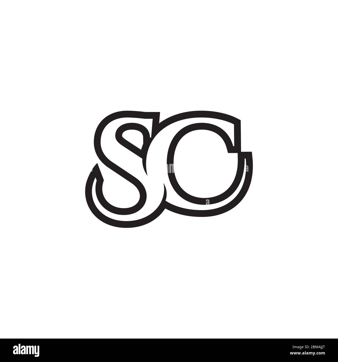 lines S C serif letter logo design vector Stock Vector