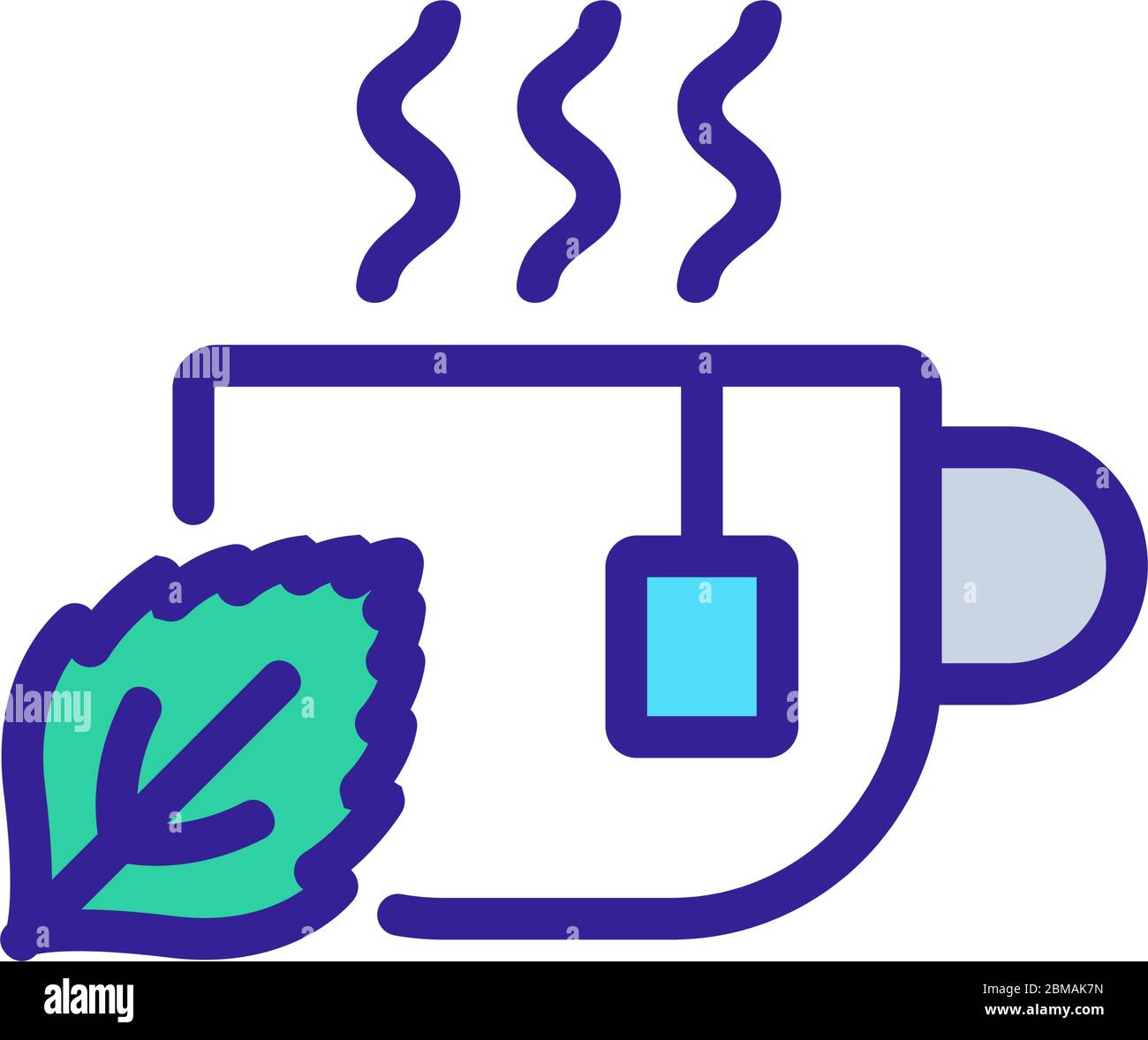 mint tea in cup icon vector outline illustration Stock Vector Image ...