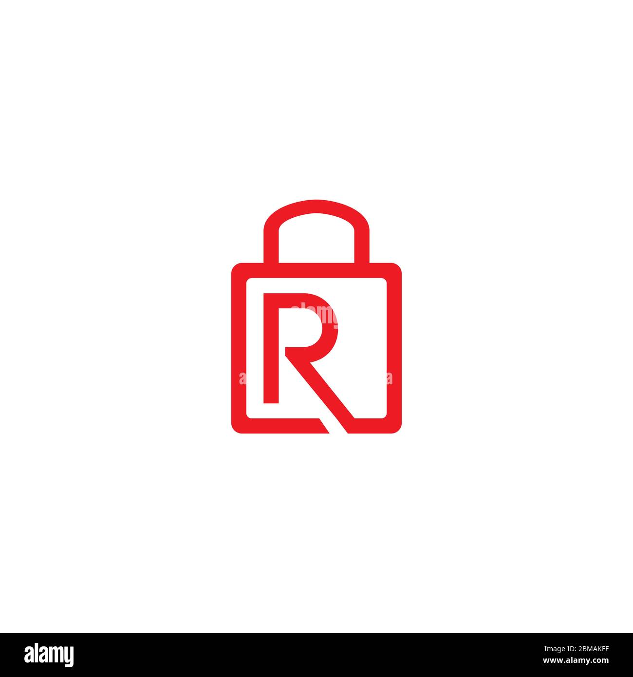 R shopping bag logo design concept Stock Vector