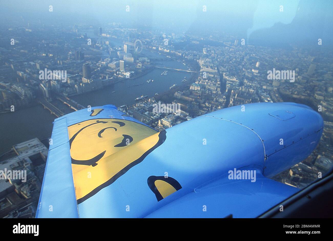 Capital Radio Flying Eye Russ Kane, flying over central London 2002 Stock Photo