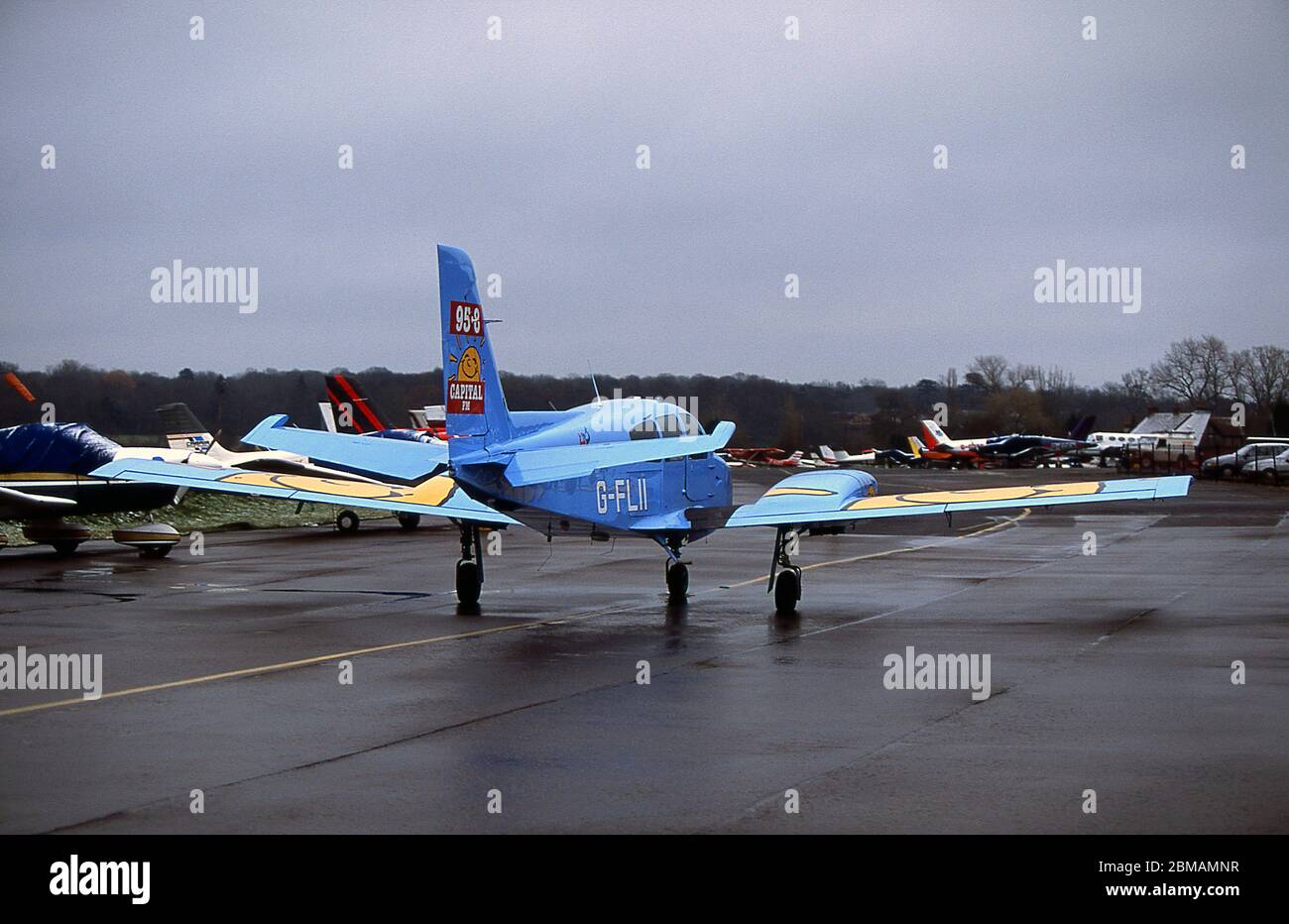 Capital Radio Flying Eye Russ Kane, flying over central London 2002 Stock Photo