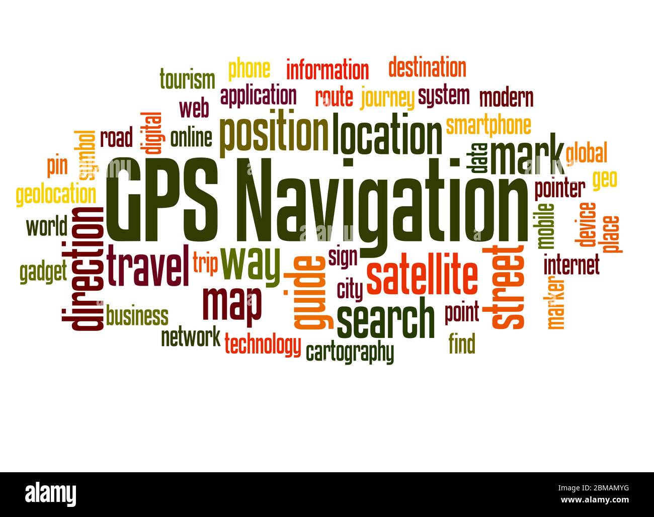 GPS navigation word cloud concept on white background Stock Photo Alamy