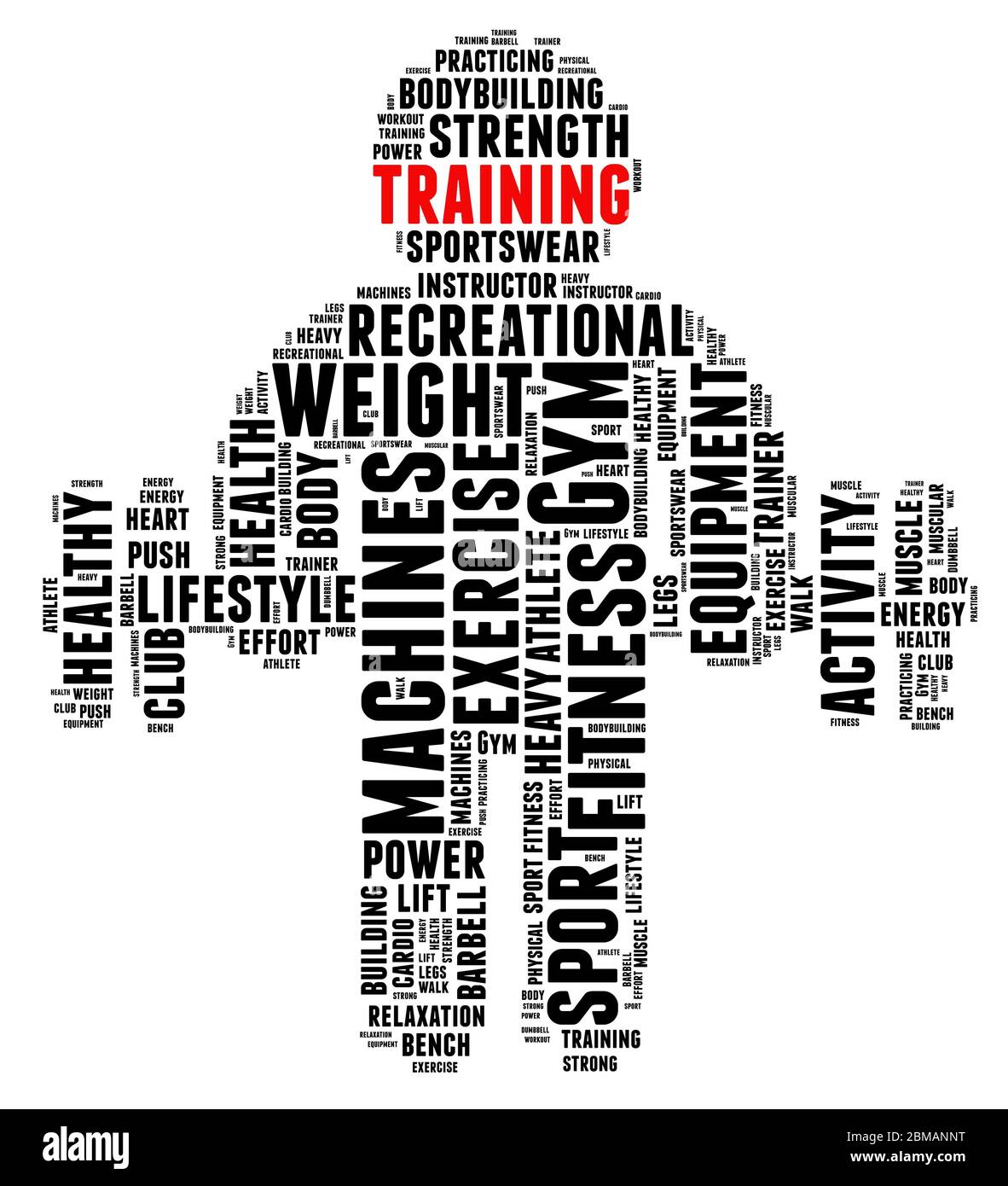 Personal training shaped word cloud concept on white background