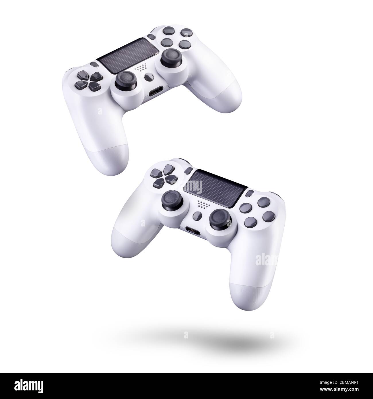 Set of white video game joysticks gamepad isolated on a white ...