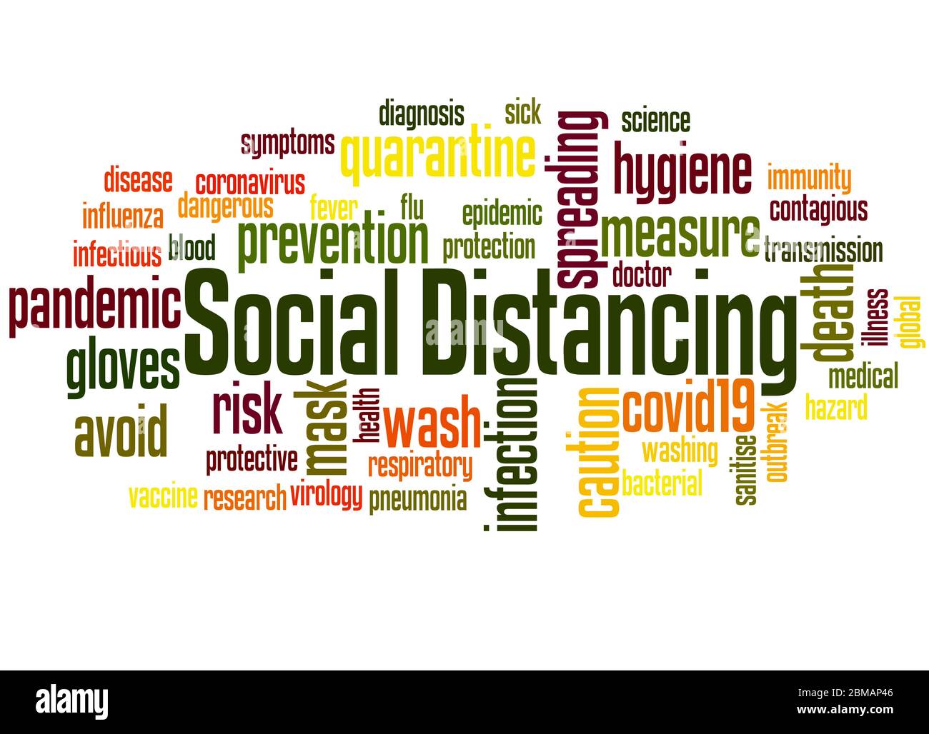 Social distancing word cloud concept on white background. Stock Photo