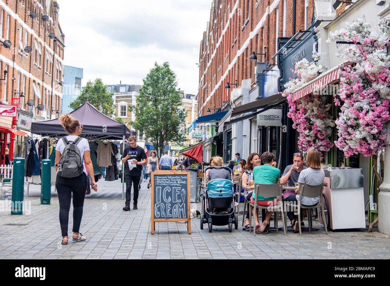 LONDON- High street shopping scene in Balham, an area of south west London Stock Photo