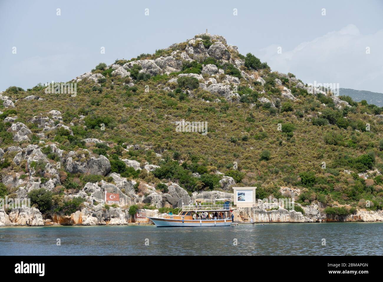 Kalekoy, Turkey - June 03, 2019: Tourist yacht sailing near historic ...
