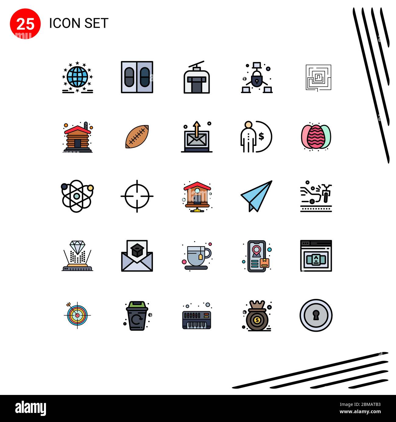 25 Creative Icons Modern Signs and Symbols of idea, security, gondola, net, communication Editable Vector Design Elements Stock Vector