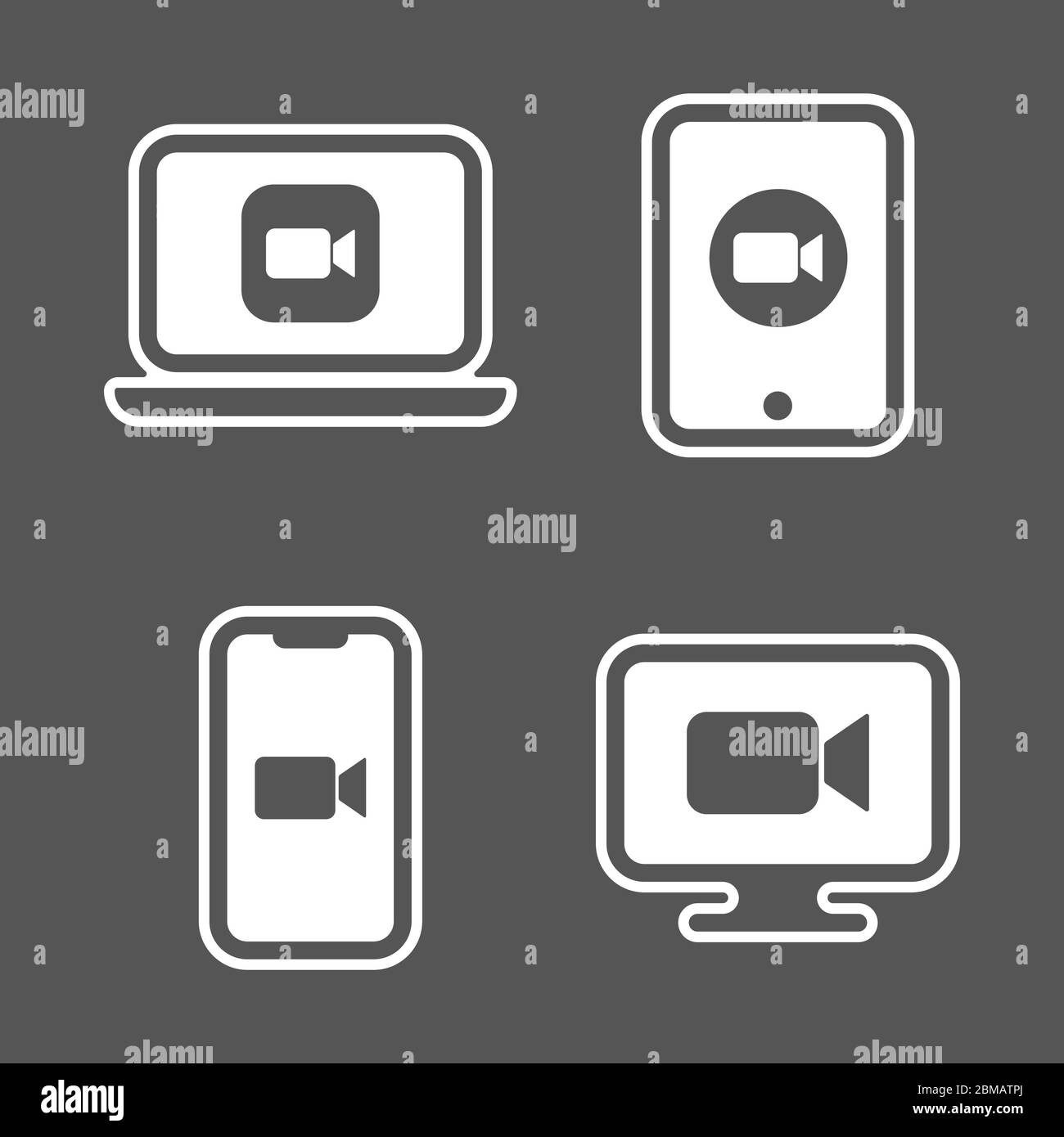 Blue camera icons - Camera app icons on different gadgets. EPS 10 Stock Vector