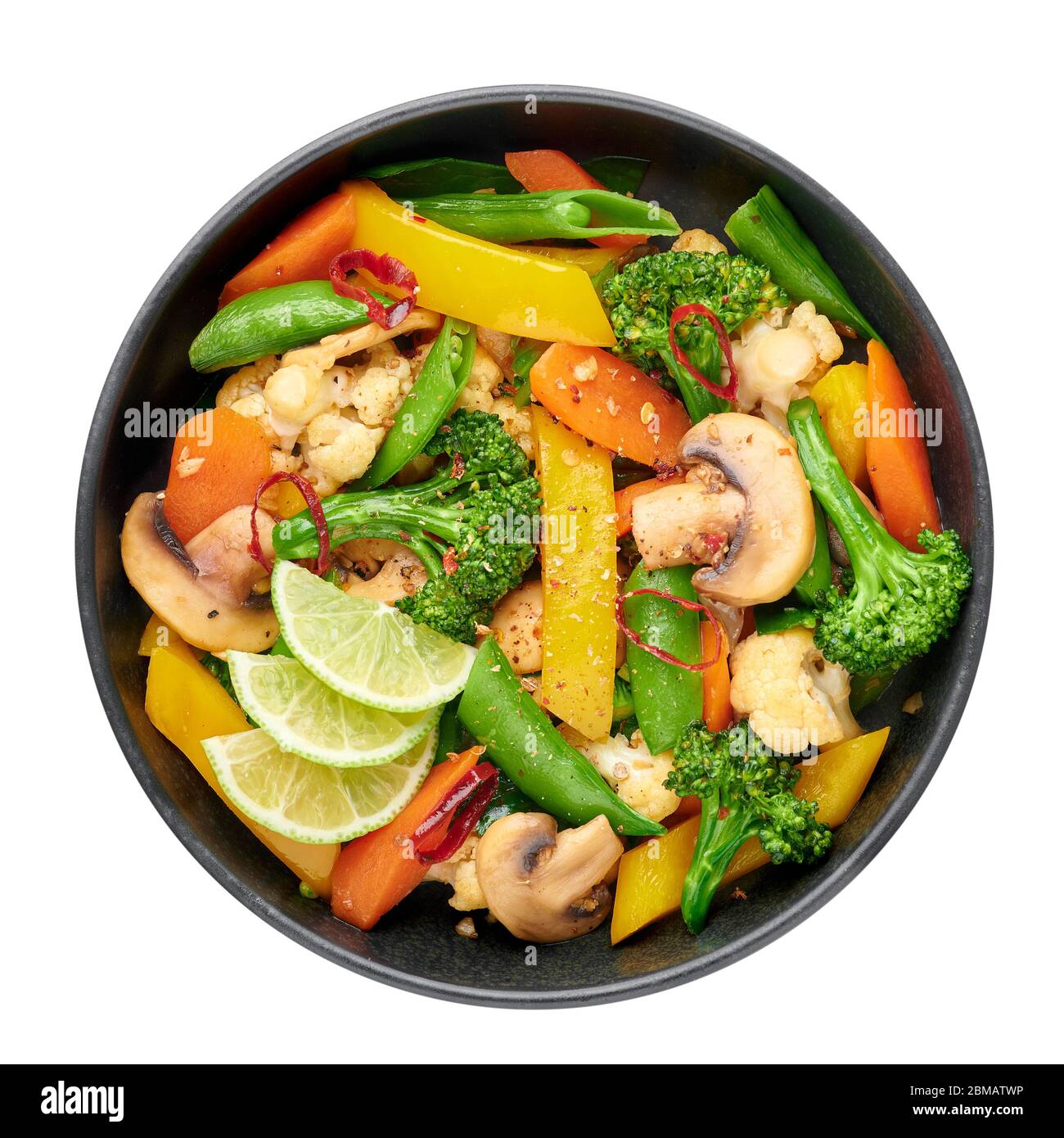 Pad Pak Ruam or Veg Thai Stir-Fried Vegetables in black bowl isolated on  backdrop. Pad Pak is thailand cuisine vegetarian dish with mix of  vegetables Stock Photo - Alamy
