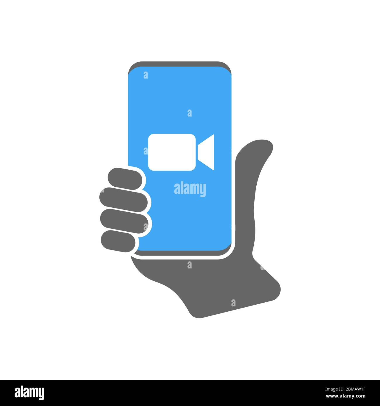 Blue camera icon - Live media streaming application for the phone, conference video calls. EPS 10 Stock Vector