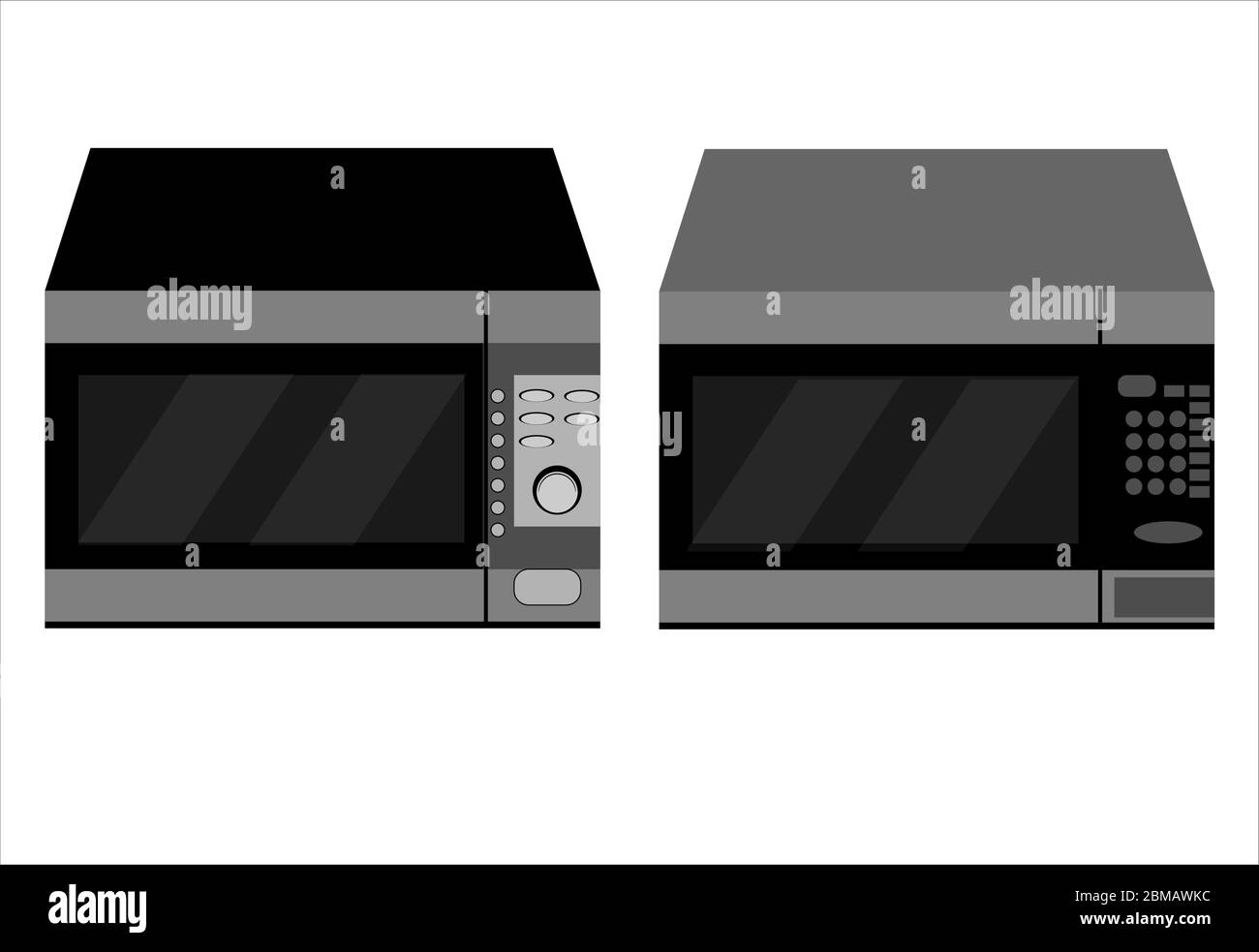Set of microwave ovens isolated on the white background Stock Vector