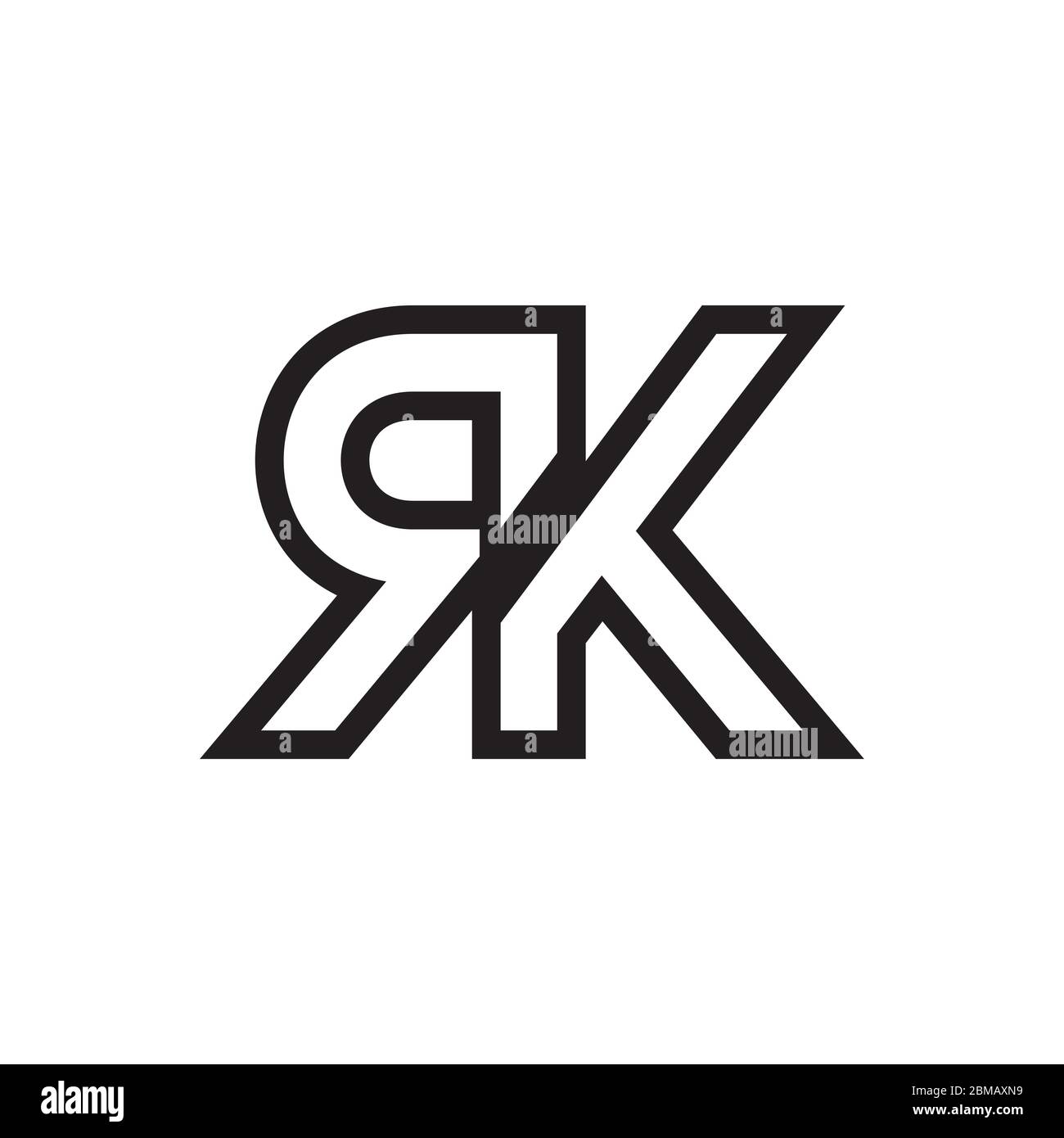 R K initial letter lines  logo design vector Stock Vector