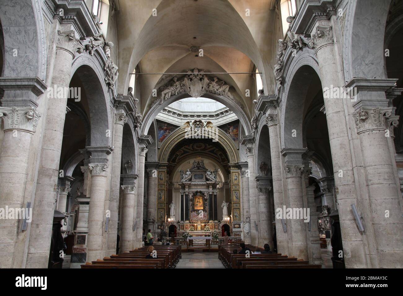 ROME - MAY 12: Interior of Basilica of Santa Maria del Popolo on May 12, 2010 in Rome, Italy. The church dates back to 1099. Stock Photo