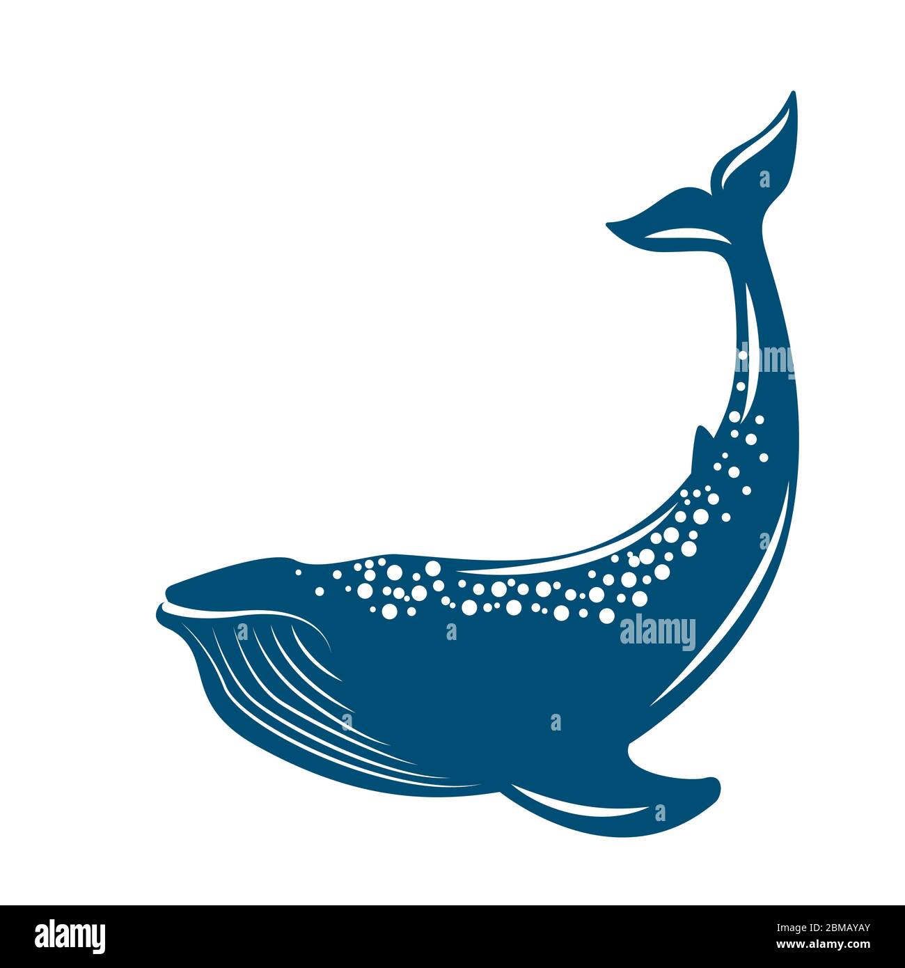 Whale. Vector illustration, flat style. Isolated on white. Stock Vector