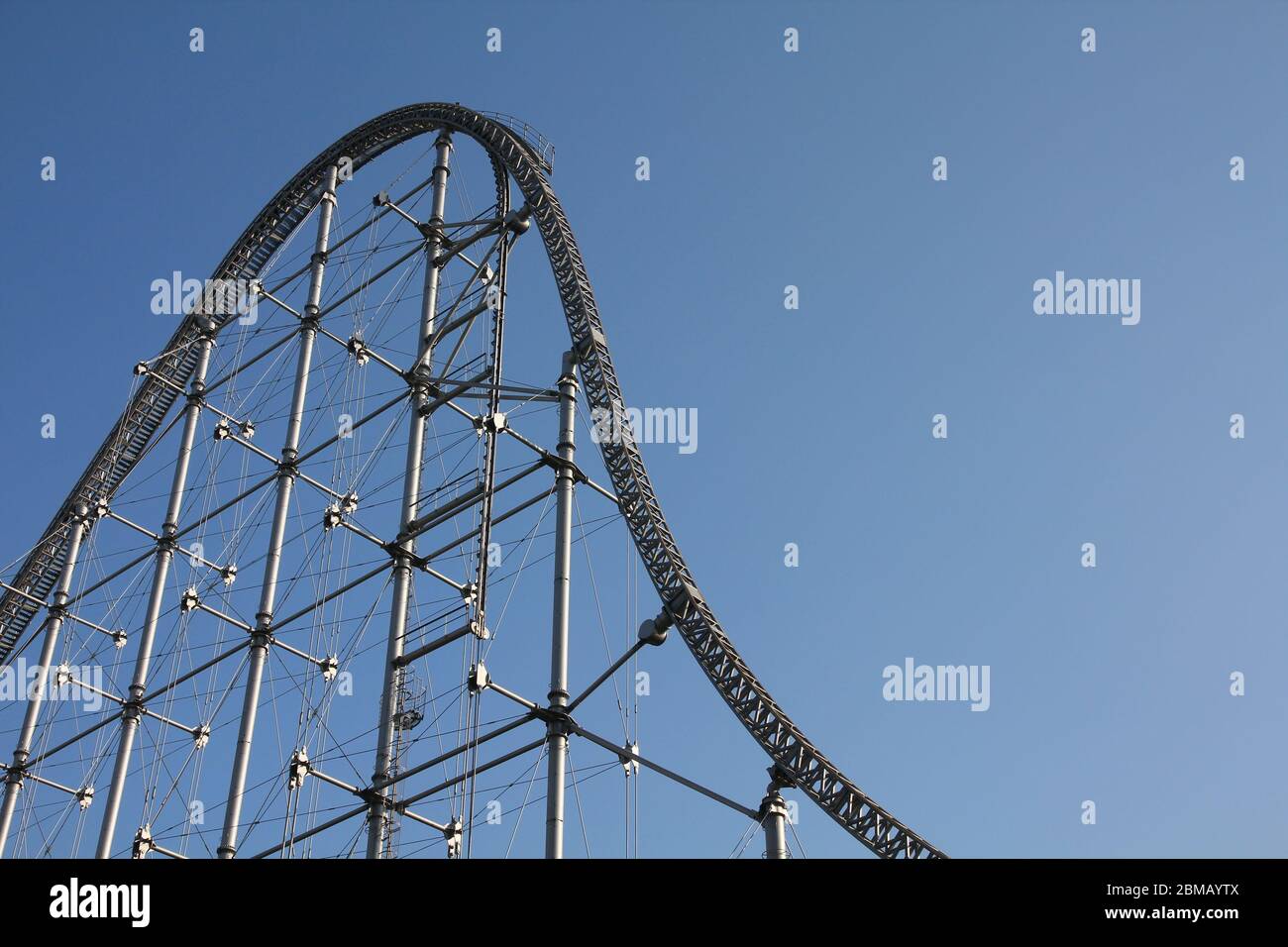 Rollercoaster track in an amusement park. Steel structure Stock Photo Alamy
