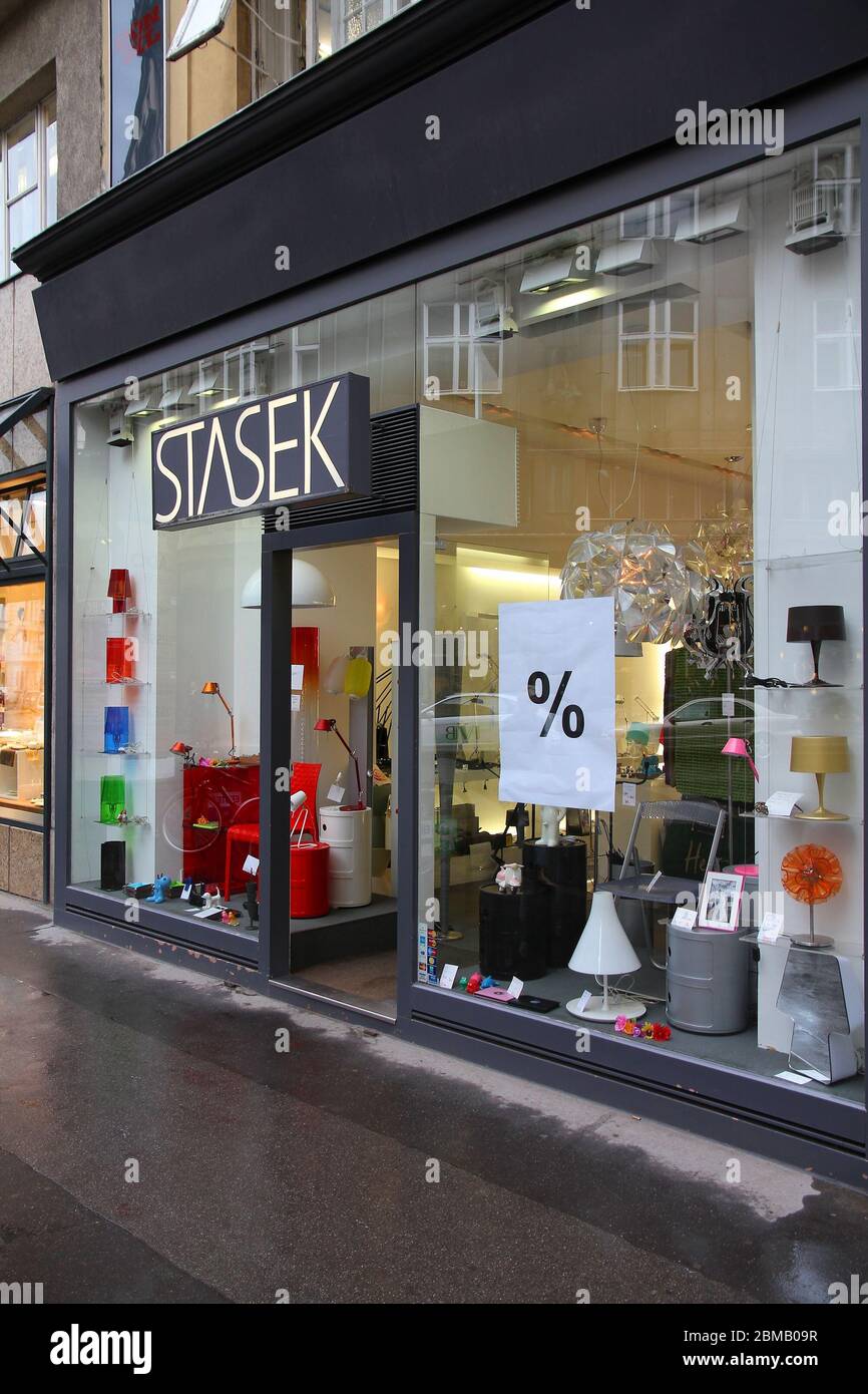VIENNA, AUSTRIA - SEPTEMBER 5, 2011: Stasek lighting store in Vienna. Stasek Licht is one of most recognized lighting stores in Austria. Stock Photo
