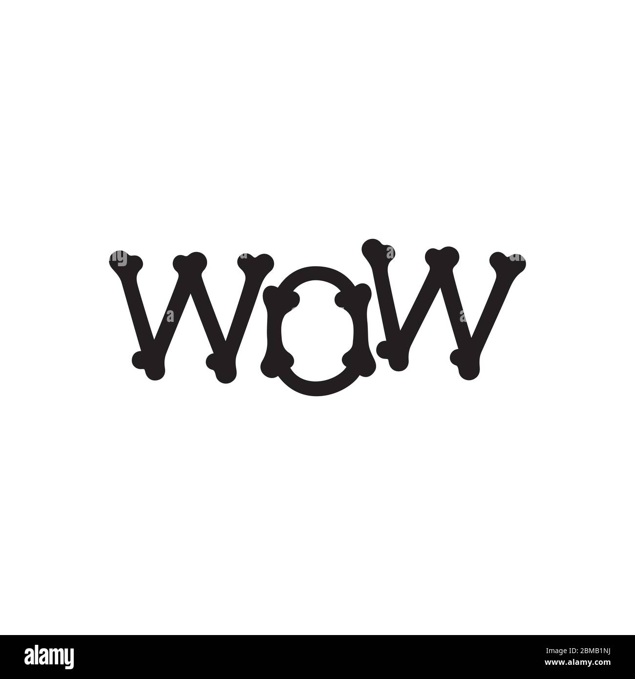 W O W letter bone design concept Stock Vector