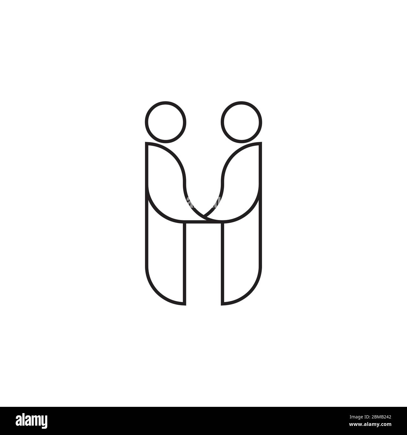 H people lines logo design concept Stock Vector