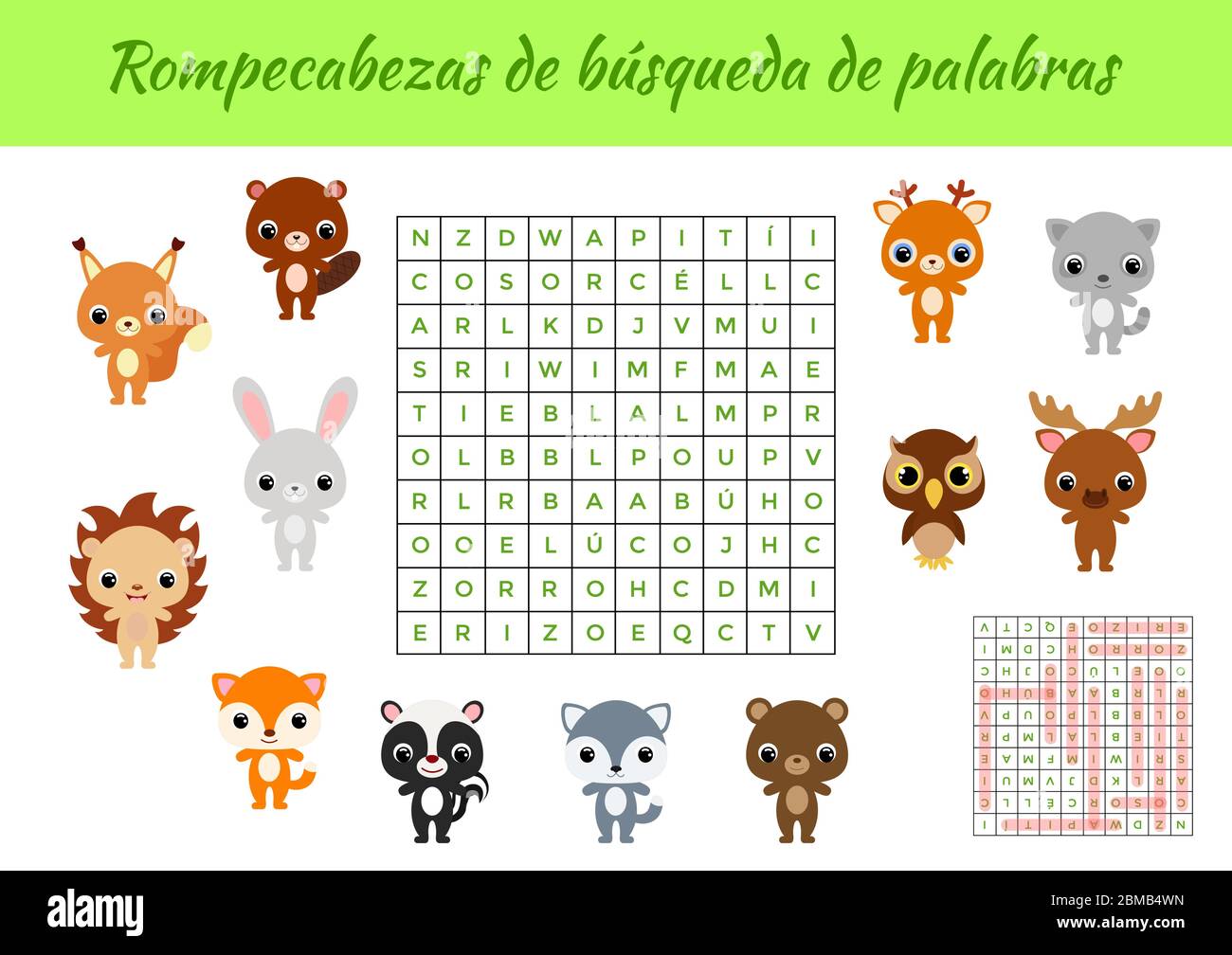 rompecabezas de busqueda de palabras word search puzzle educational game for study spanish words activity worksheet colorful printable version stock vector image art alamy