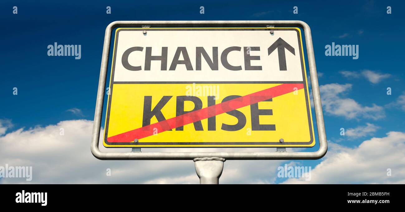 Krise, Chance, Coronakrise, beendet, Corona, Hoffnung, Optimismus, Zuversicht, Normalität, Wirtschaftskrise, Wirtschaftsaufschwung, Herausforderung, Z Stock Photo