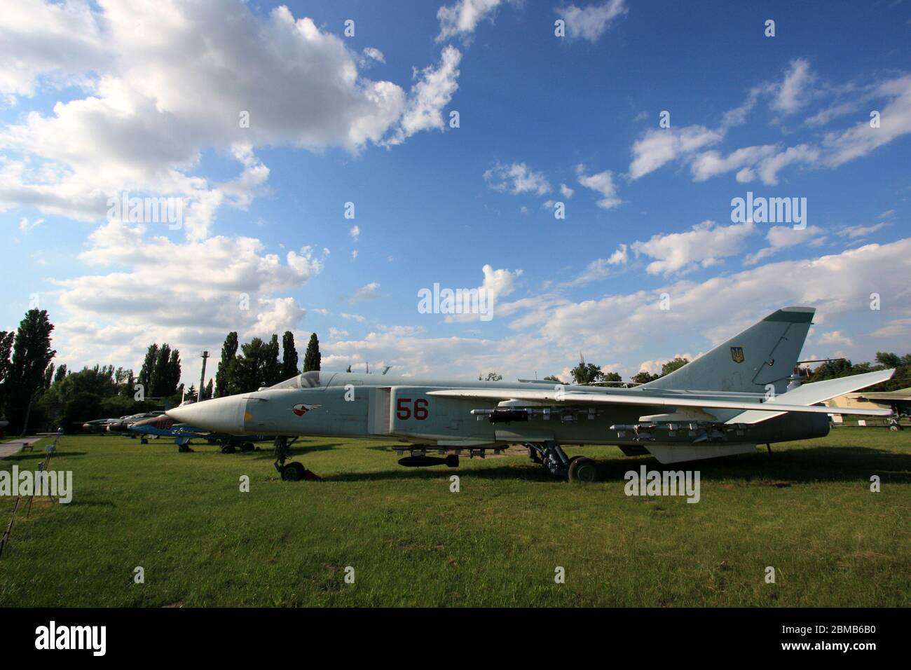 Exterior view of a Sukhoi Su-24 'Fencer' supersonic all-weather attack and bomber aircraft at the Zhulyany State Aviation Museum of Ukraine Stock Photo