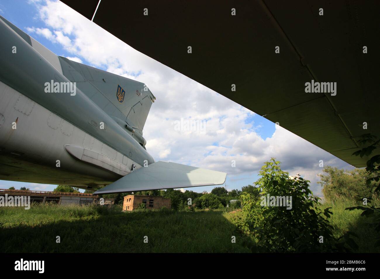 Exterior view of a Tupolev Tu-22M 'Backfire' supersonic long-range strategic and maritime strike bomber at the Zhulyany Ukraine State Aviation Museum Stock Photo