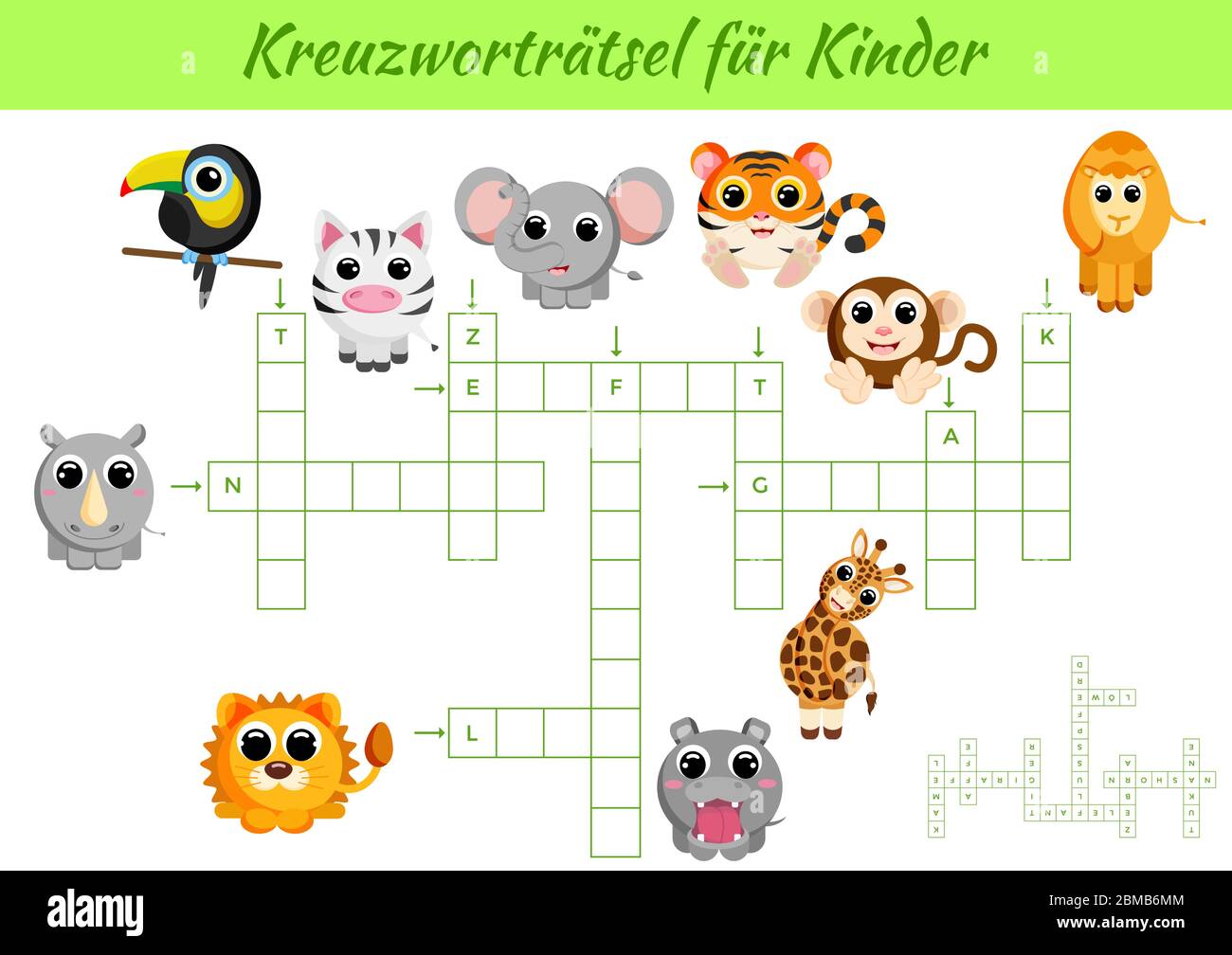Kreuzwortratsel Fur Kinder Crossword For Kids Kids Activity Worksheet Colorful Printable Version Educational Game For Study German Words Stock Vector Image Art Alamy