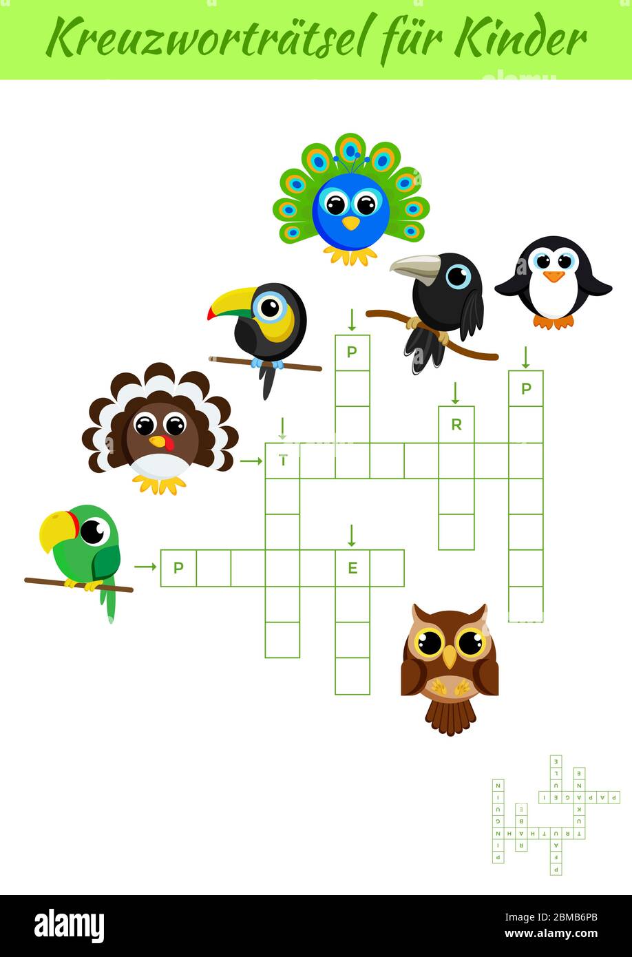 Kreuzworträtsel für Kinder - Crossword for kids. Kids activity