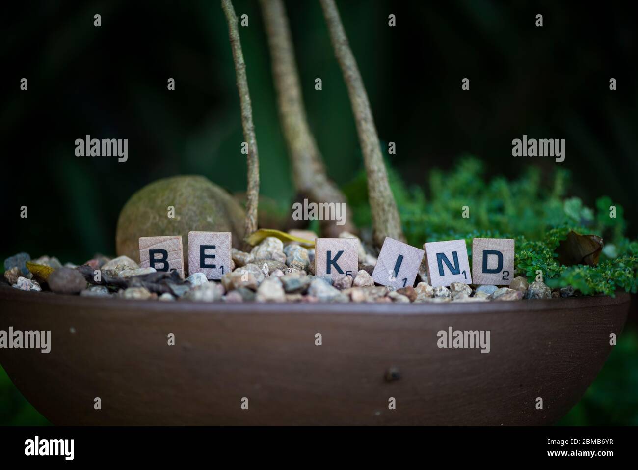 Be Kind in block letters Stock Photo