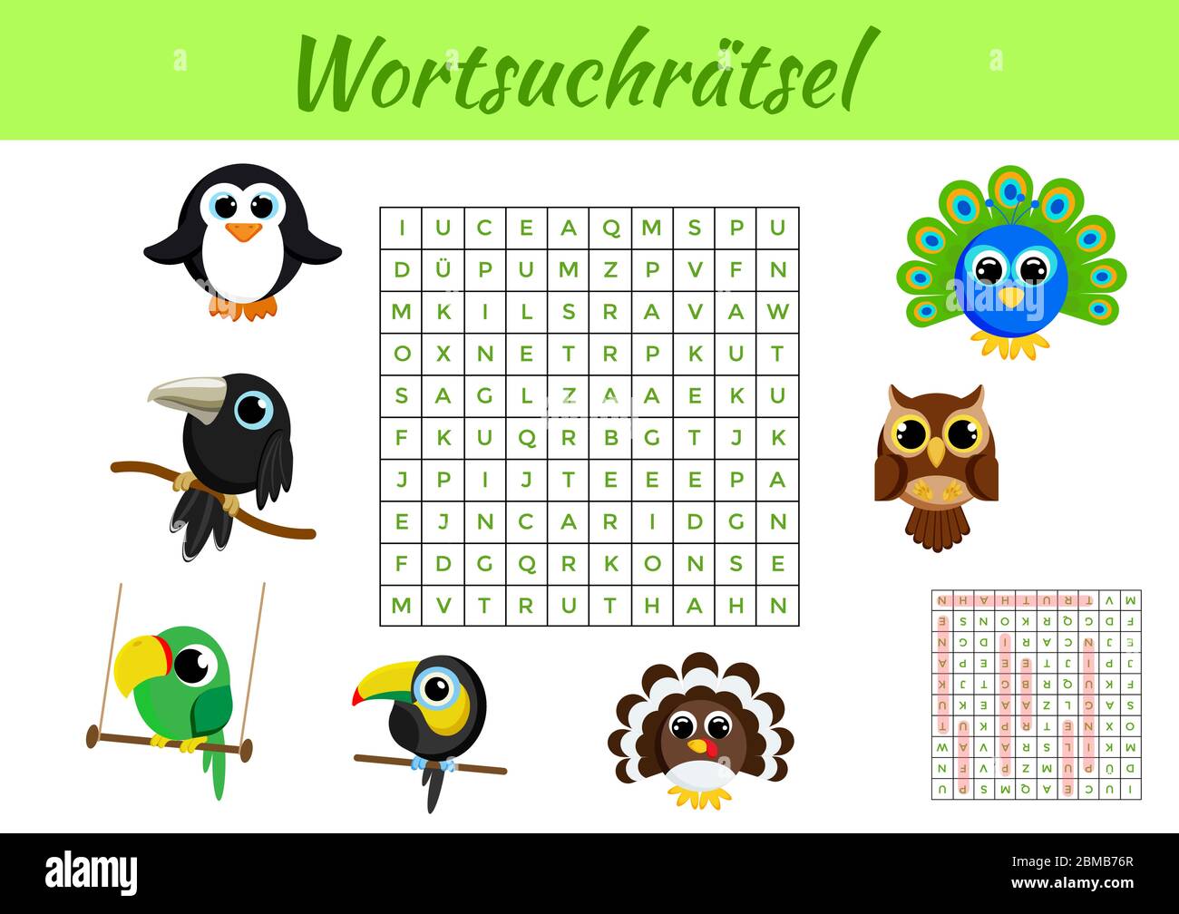 Wortsuchrätsel - Word search puzzle. Game template. Kids activity