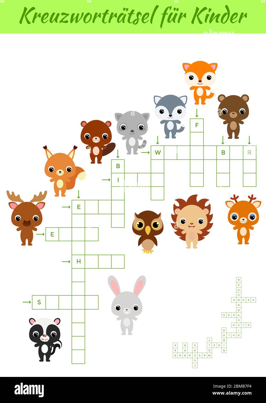 Kreuzworträtsel für Kinder - Crossword for kids. Kids activity