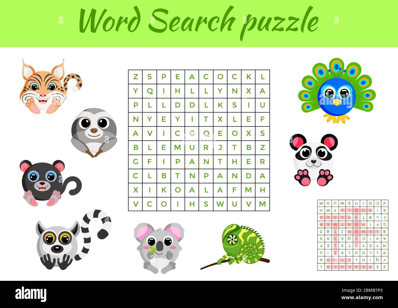 Clip cards game template word search puzzle. Kids activity In Word Sleuth Template