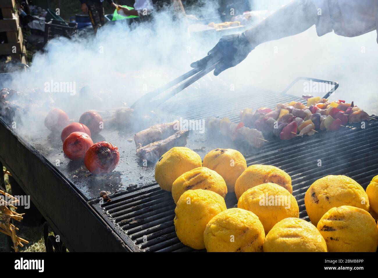 Balls of polenta and cheese in the middle of it, named bulz, a ...