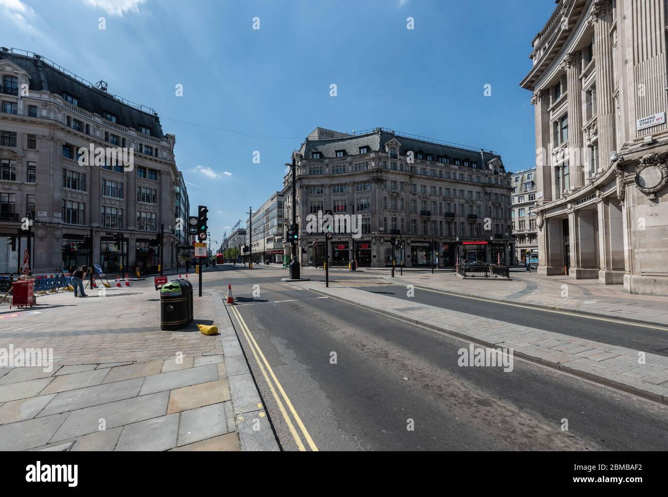 Oxford Circus, London - Deserted Due To Covid-19 Lockdown Stock Photo
