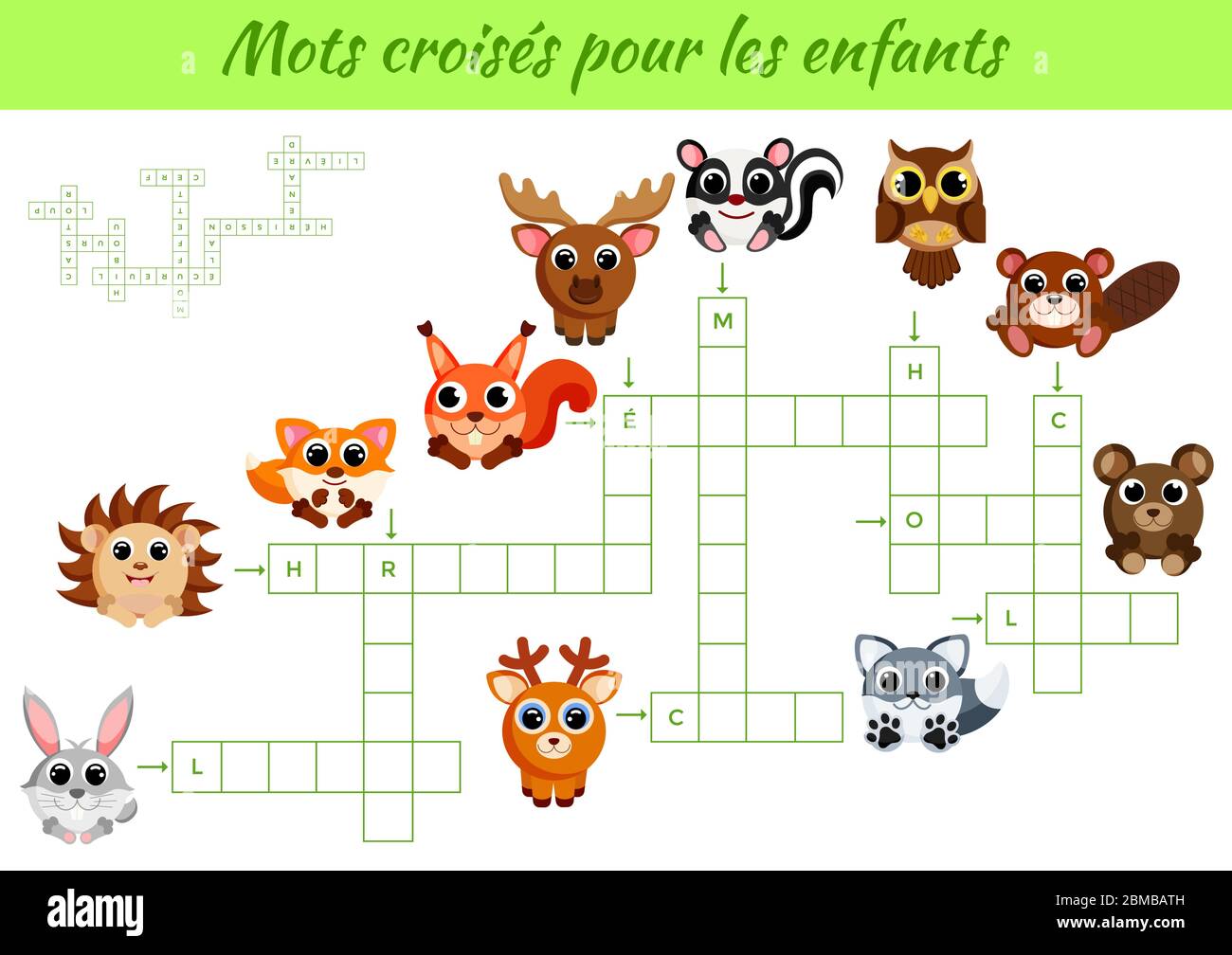 Mots Croises Pour Les Enfants Crossword For Kids Activity Worksheet Colorful Printable Version Educational Game For Study French Words Stock Vector Image Art Alamy
