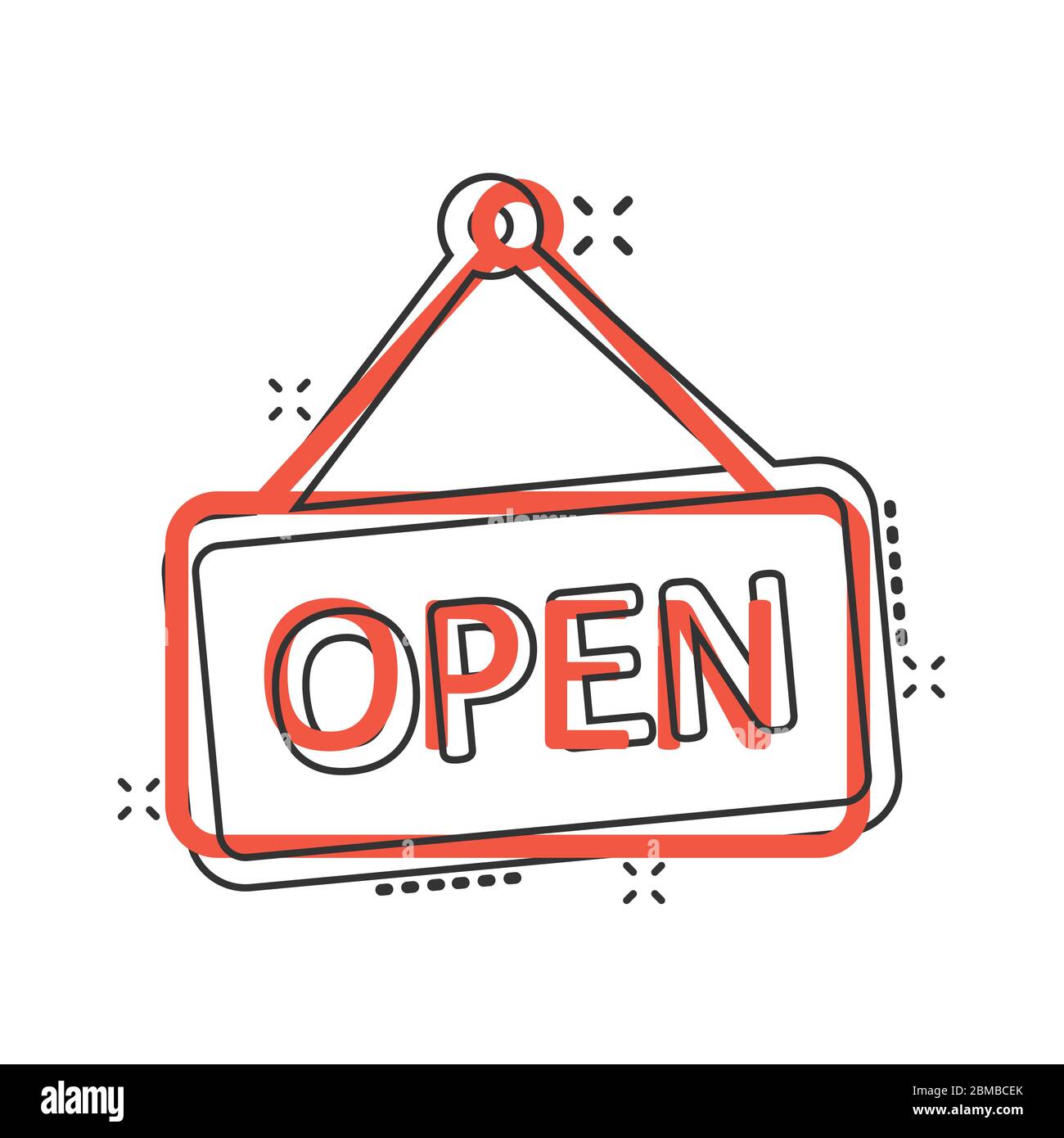 Open sign icon in comic style. Accessibility cartoon vector ...