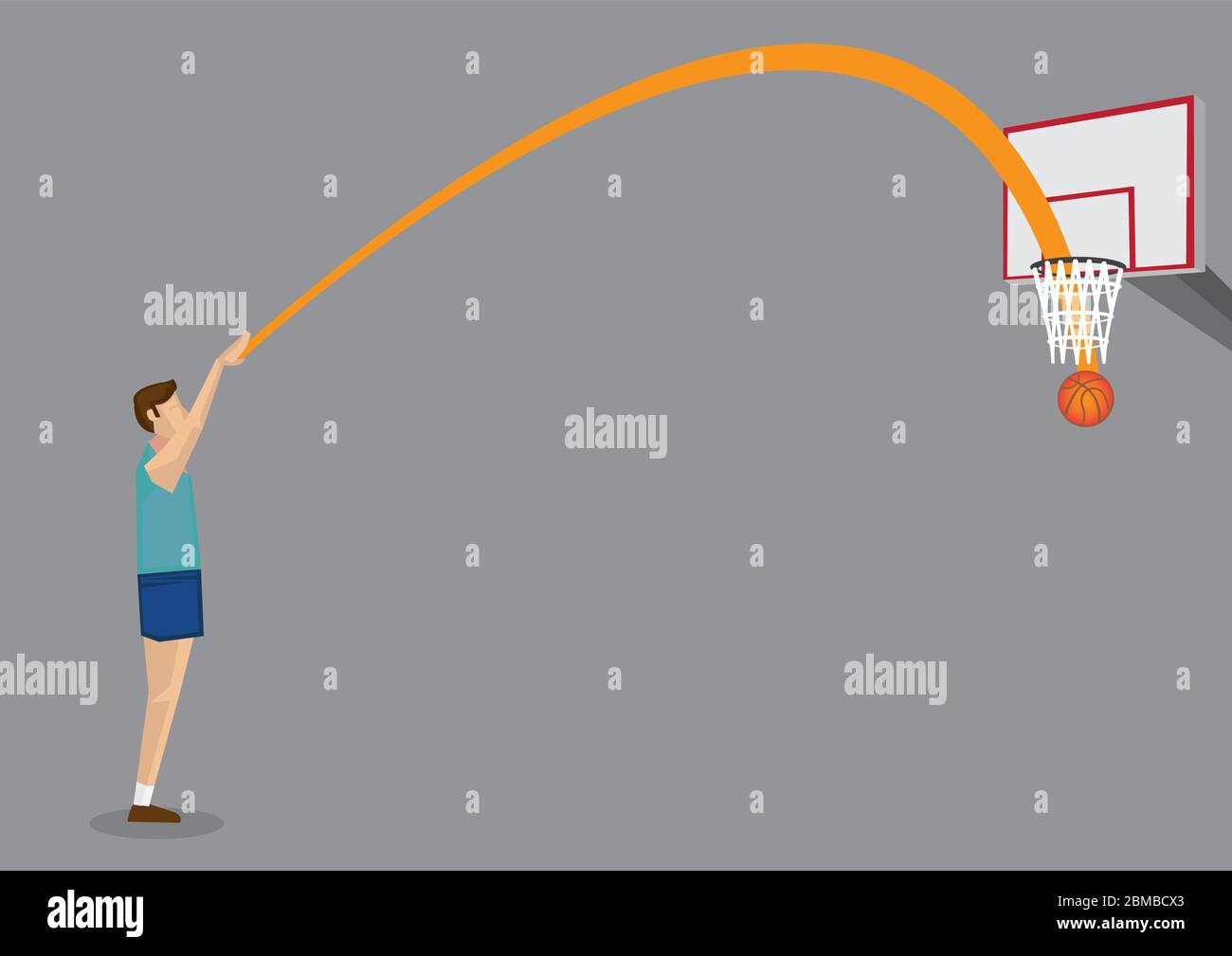 Vector illustration of cartoon basketball player shooting basketball