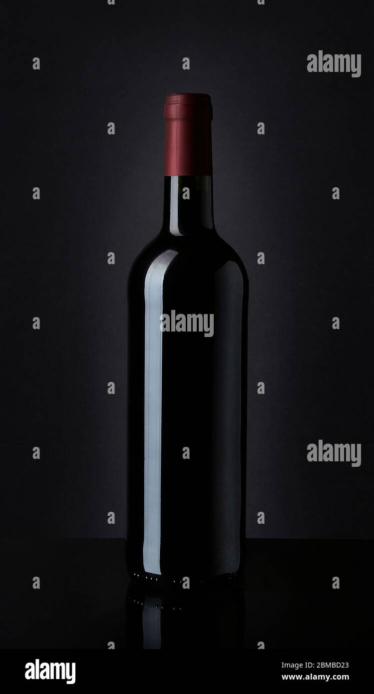 Dark bottle of red wine on