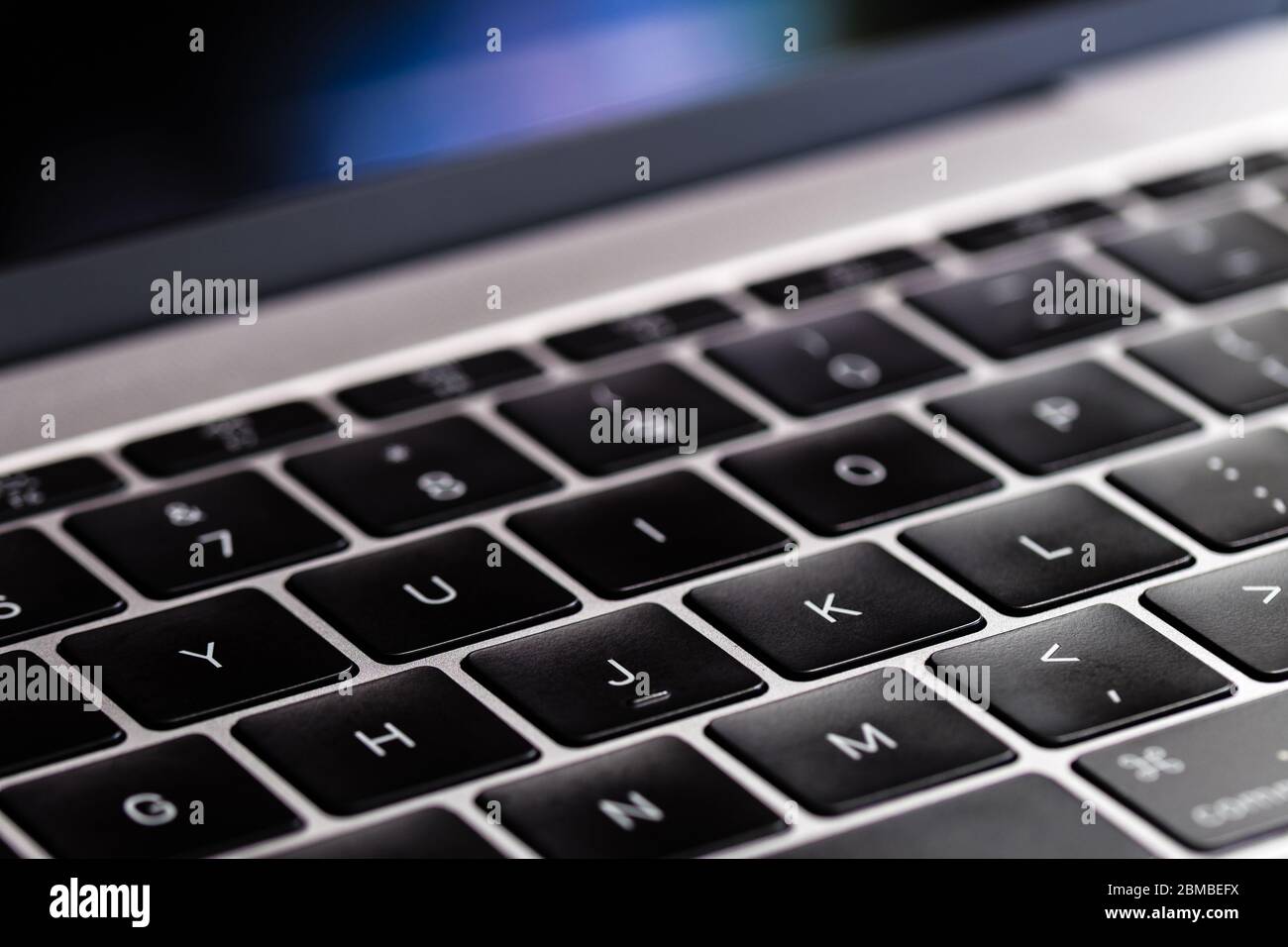 black color Computer keyboard macro closeup view Stock Photo