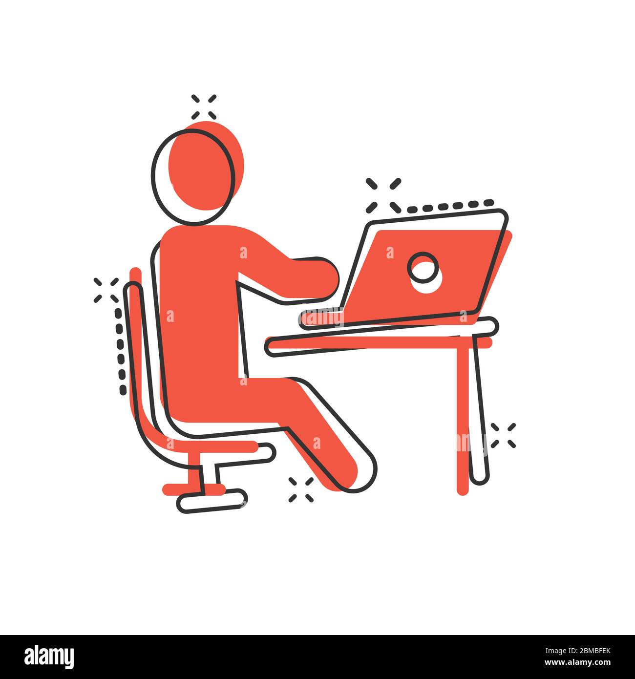 People with laptop computer icon in comic style. Pc user cartoon vector  illustration on white isolated background. Office manager splash effect  busine Stock Vector Image & Art - Alamy