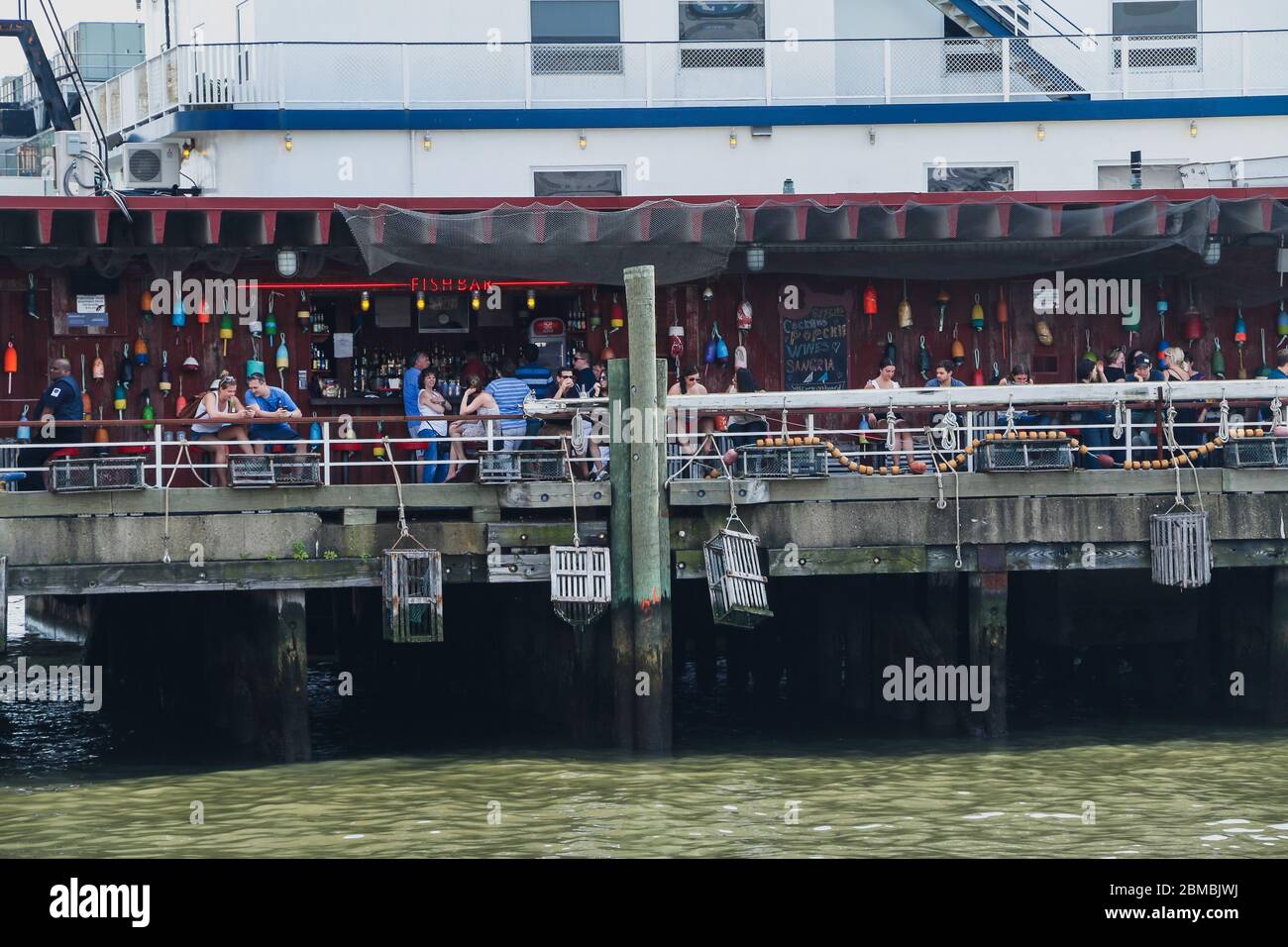 Outdoor drinks and food on a boat, Hell's Kitchen, NYC Stock Photo Alamy