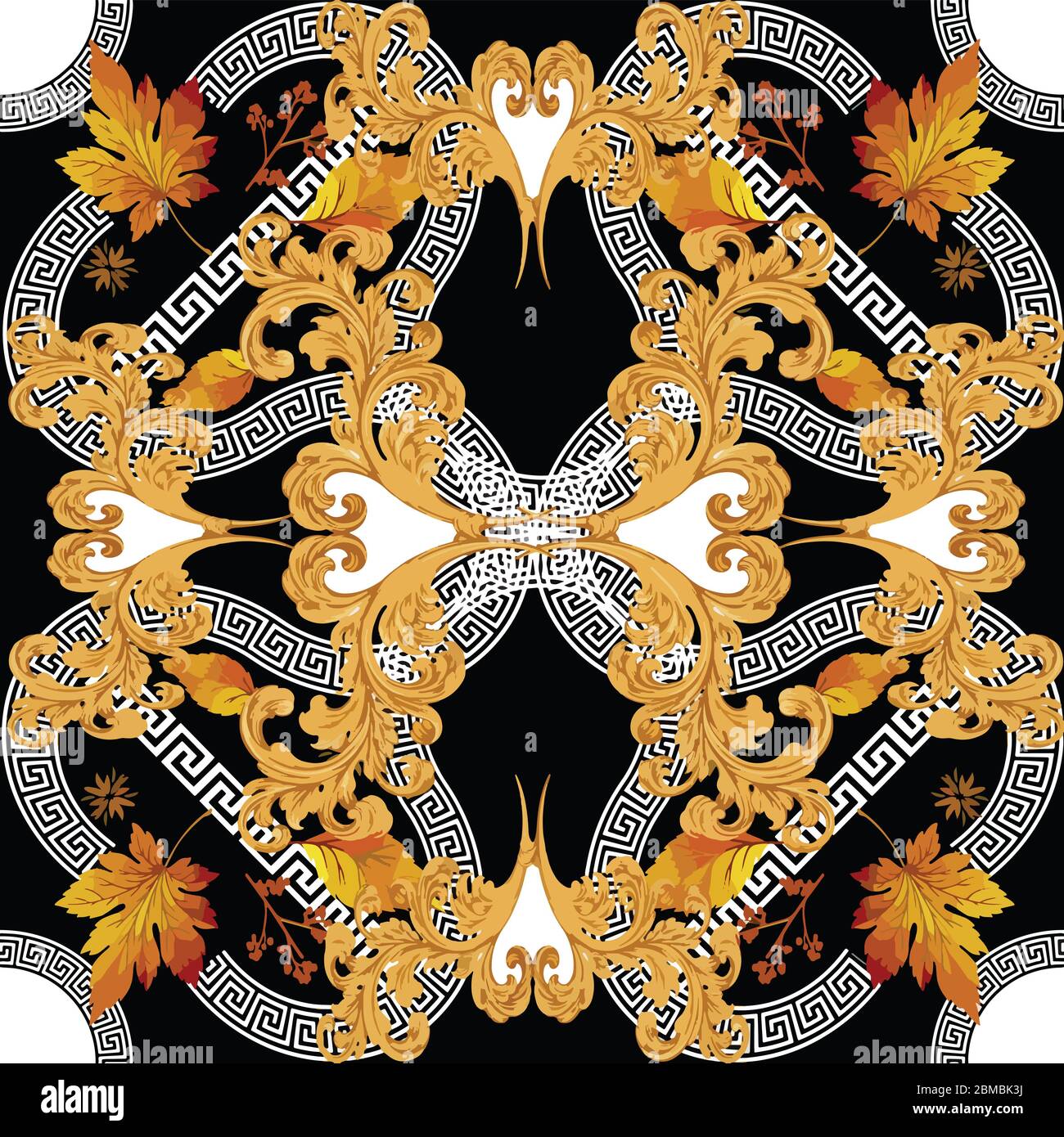 Baroque Gold Color Greek Design Pattern Stock Photo by