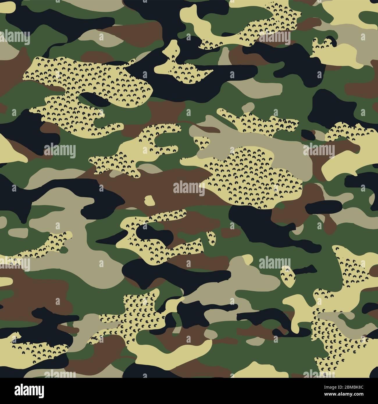 Modern camouflage dotted mix seamless pattern brown Stock Photo