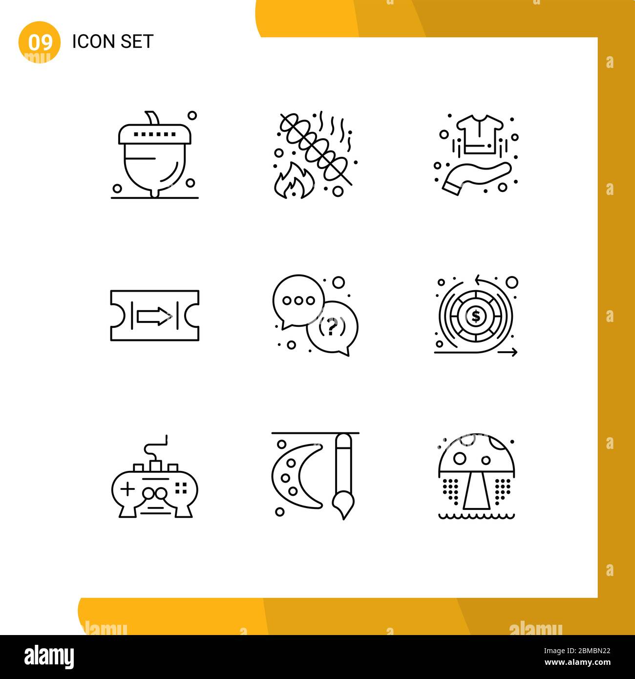 9 Creative Icons Modern Signs and Symbols of help, arrow, party, ticket, clothes Editable Vector Design Elements Stock Vector