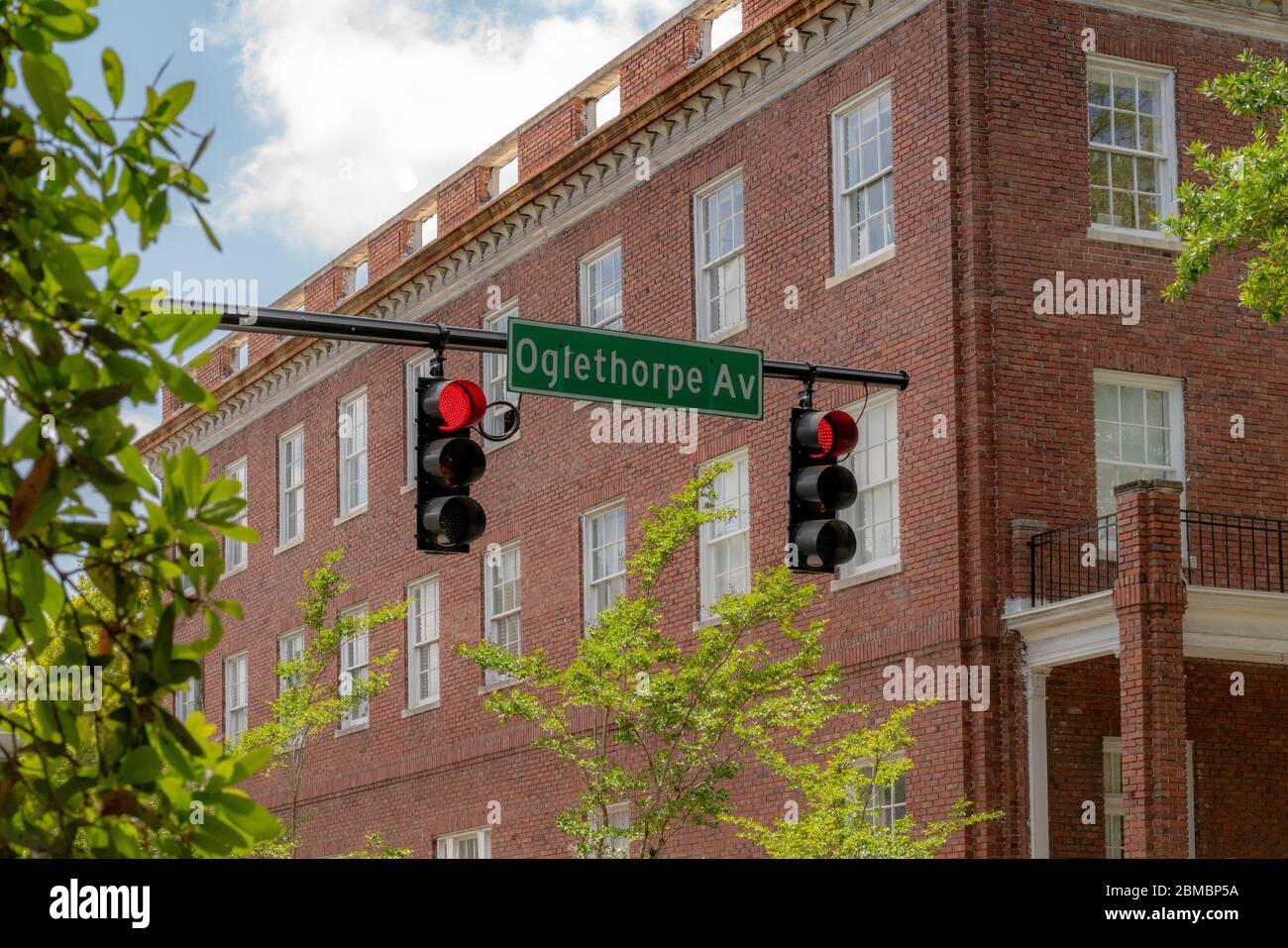 Oglethorpe Ave street sign in Savannah, Stock Photo Alamy